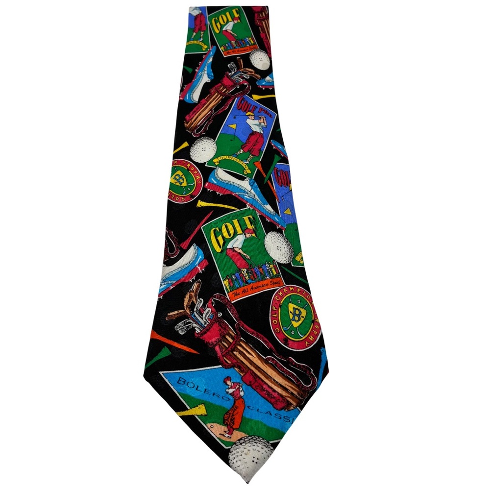 Vintage Men’s 100% Silk Tie Addiction 1992 Hand Made Golf Enthusiast Dad Gift